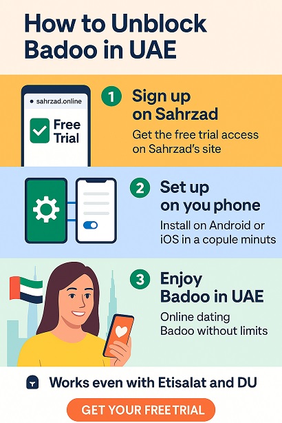 How to unblock Badoo in UAE Dubai. Badoo not working in UAE.